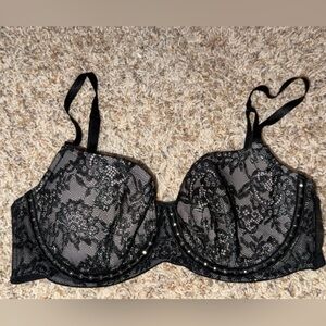 Victoria's Secret Very Sexy Balconet Bra Black Shimmery Embellished/ rhinestone